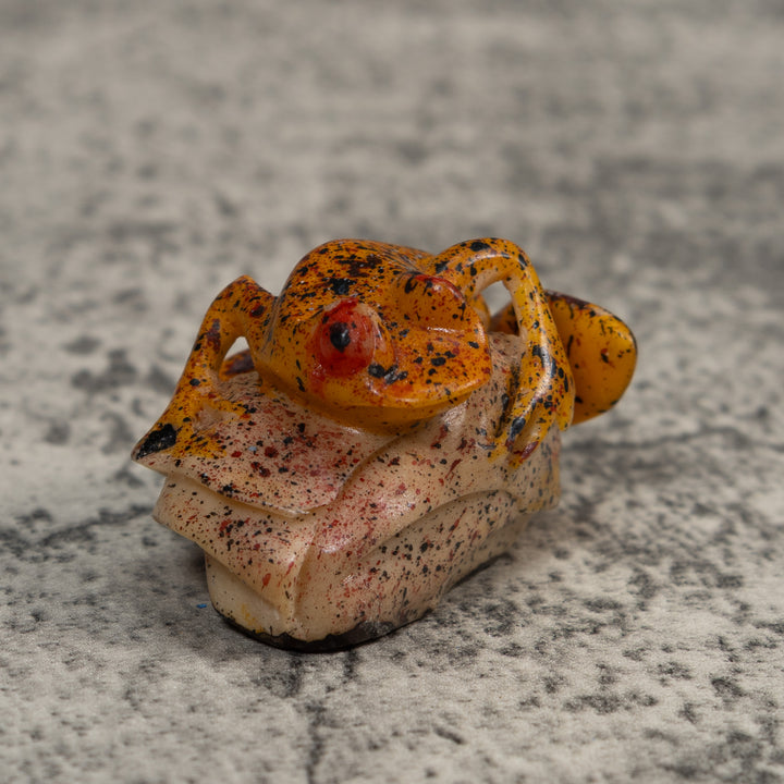 Red And Black Sprinkled Poison Dart Frog Tagua Carving