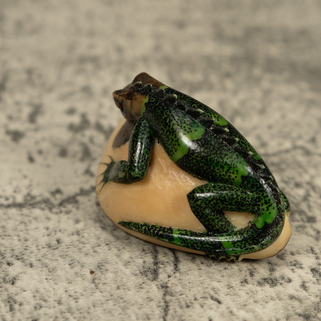 Dark Green Iguana Lizard Tagua Carving