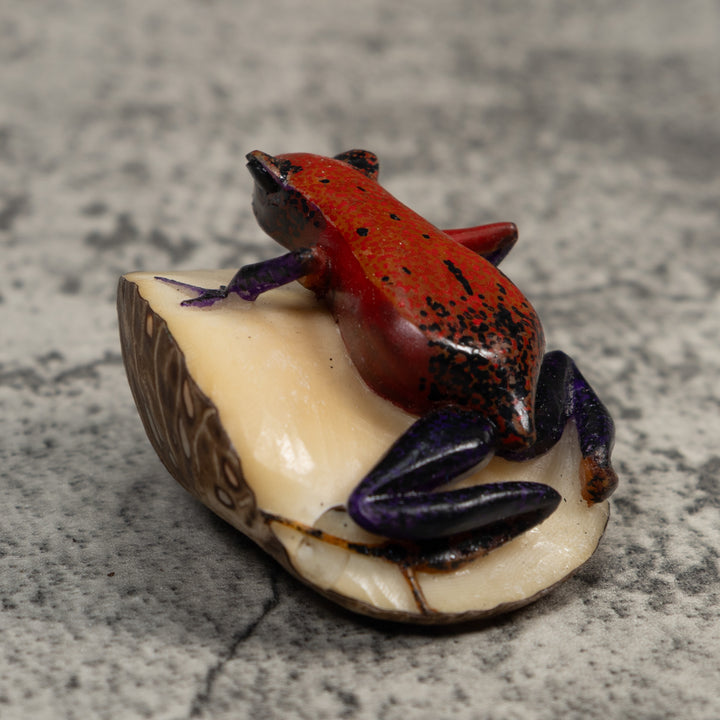 Red And Black Poison Dart Frog Frog Tagua Carving