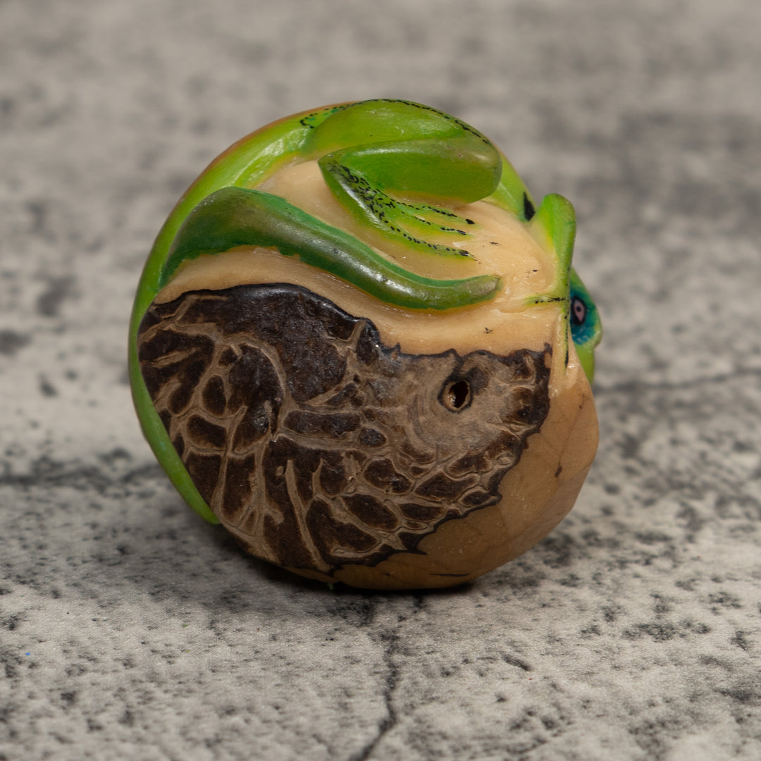Green And Orange Double Poison Dart Frog Tagua Carving
