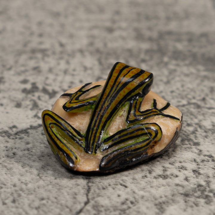 Vintage Green And Black Poison Dart Frog Tagua Carving