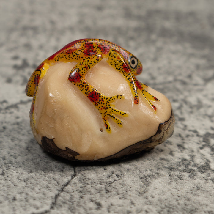 Red And Gold Poison Dart Frog Tagua Carving