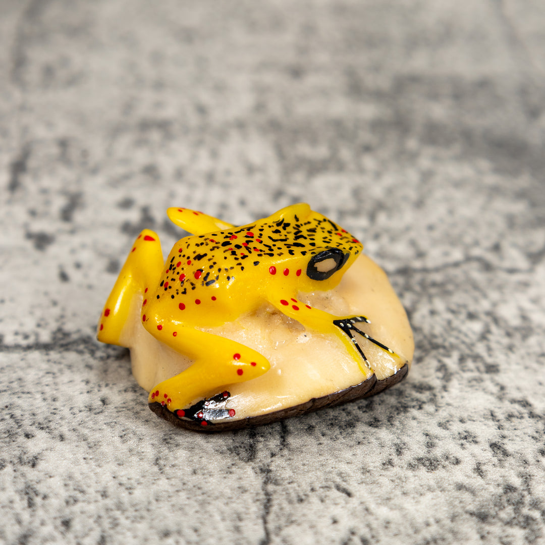Yellow Poison Dart Frog Tagua Carving