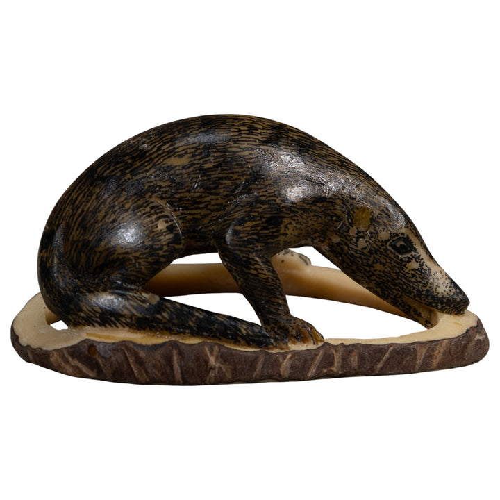 Vintage Brown Coatimundi Tagua Carving