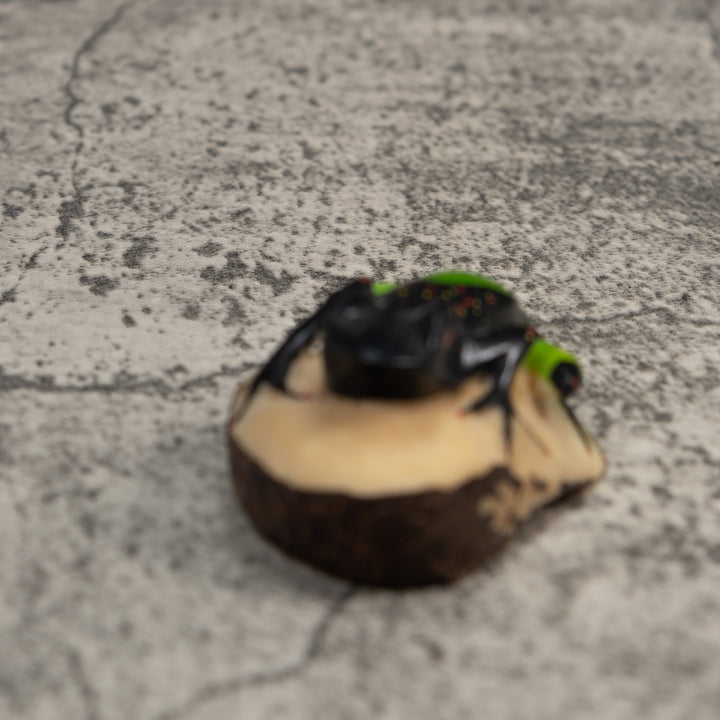 Vintage Green And Black Poison Dart Frog Tagua Carving