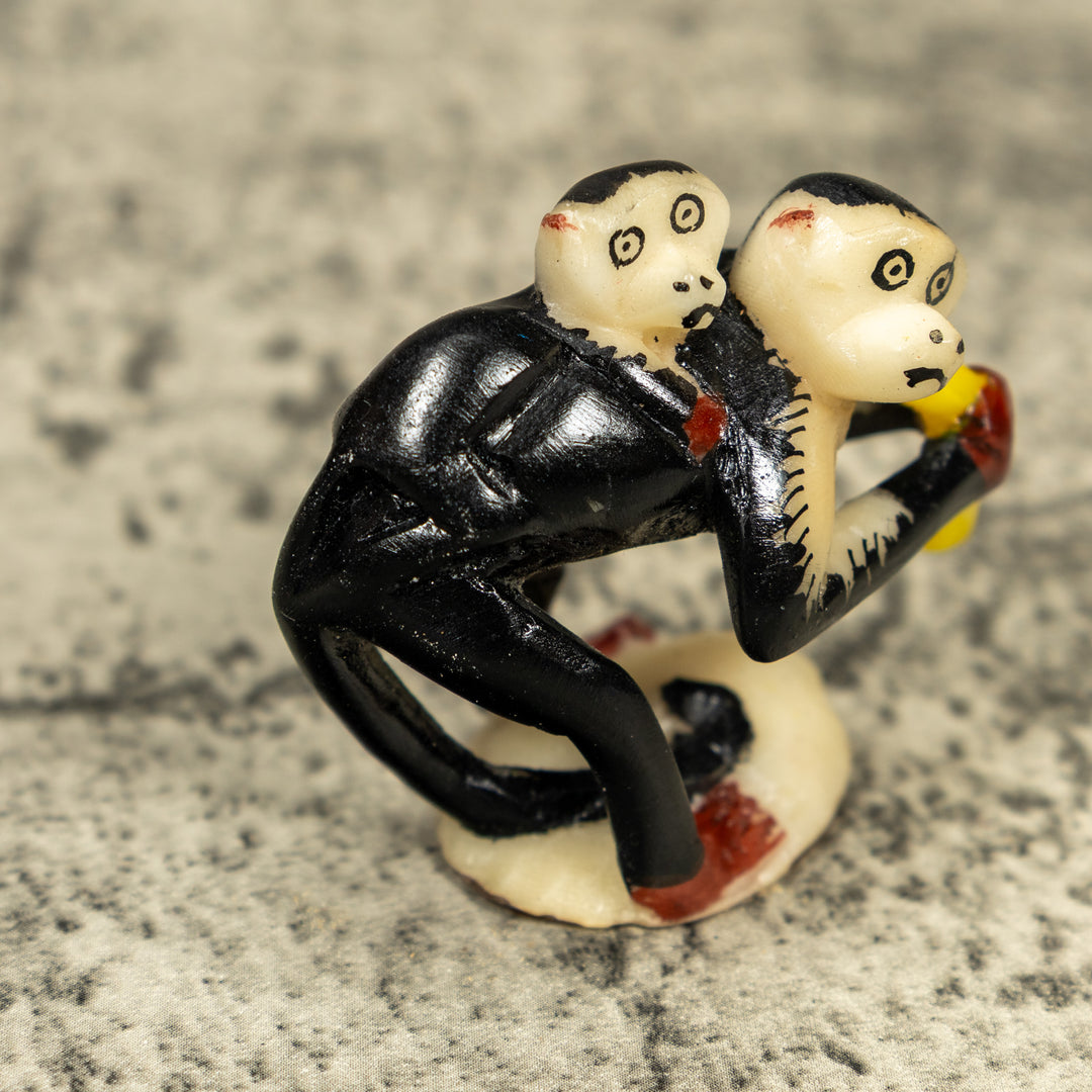 White Face Monkey With Infant Tagua Carving