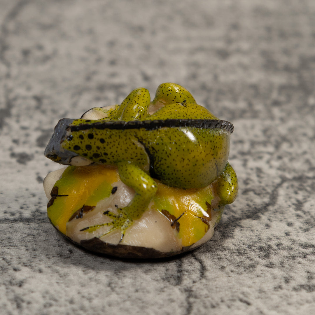 Green And Black Iguana Lizard Tagua Carving