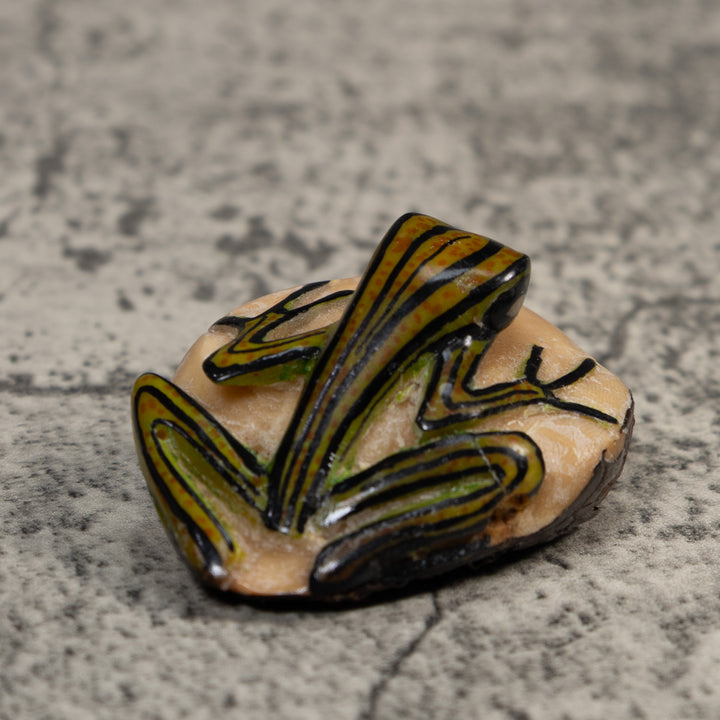 Vintage Green And Black Poison Dart Frog Tagua Carving