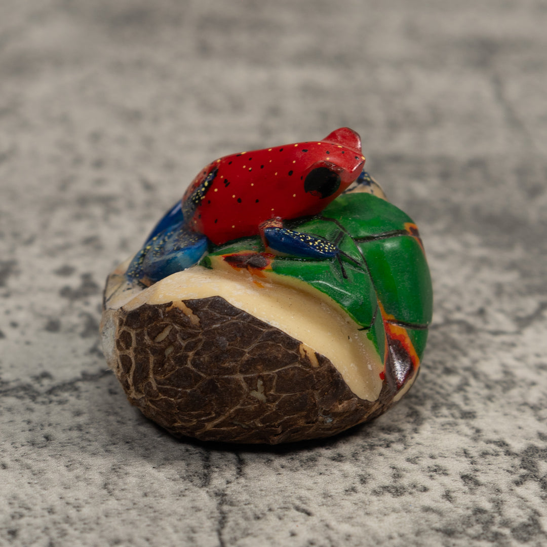 Red And Blue Poison Dart Frog Tagua Carving