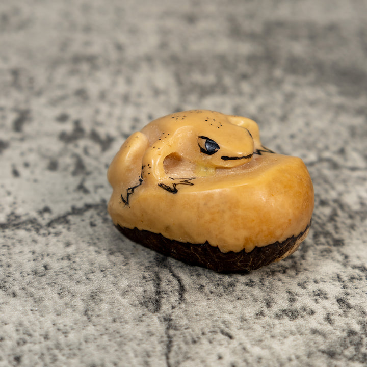 Vintage Primative Natural White Frog Tagua Carving