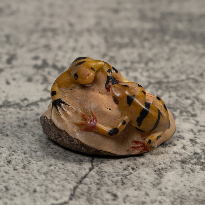 Double Gold And Black Poison Dart Frog Tagua Carving