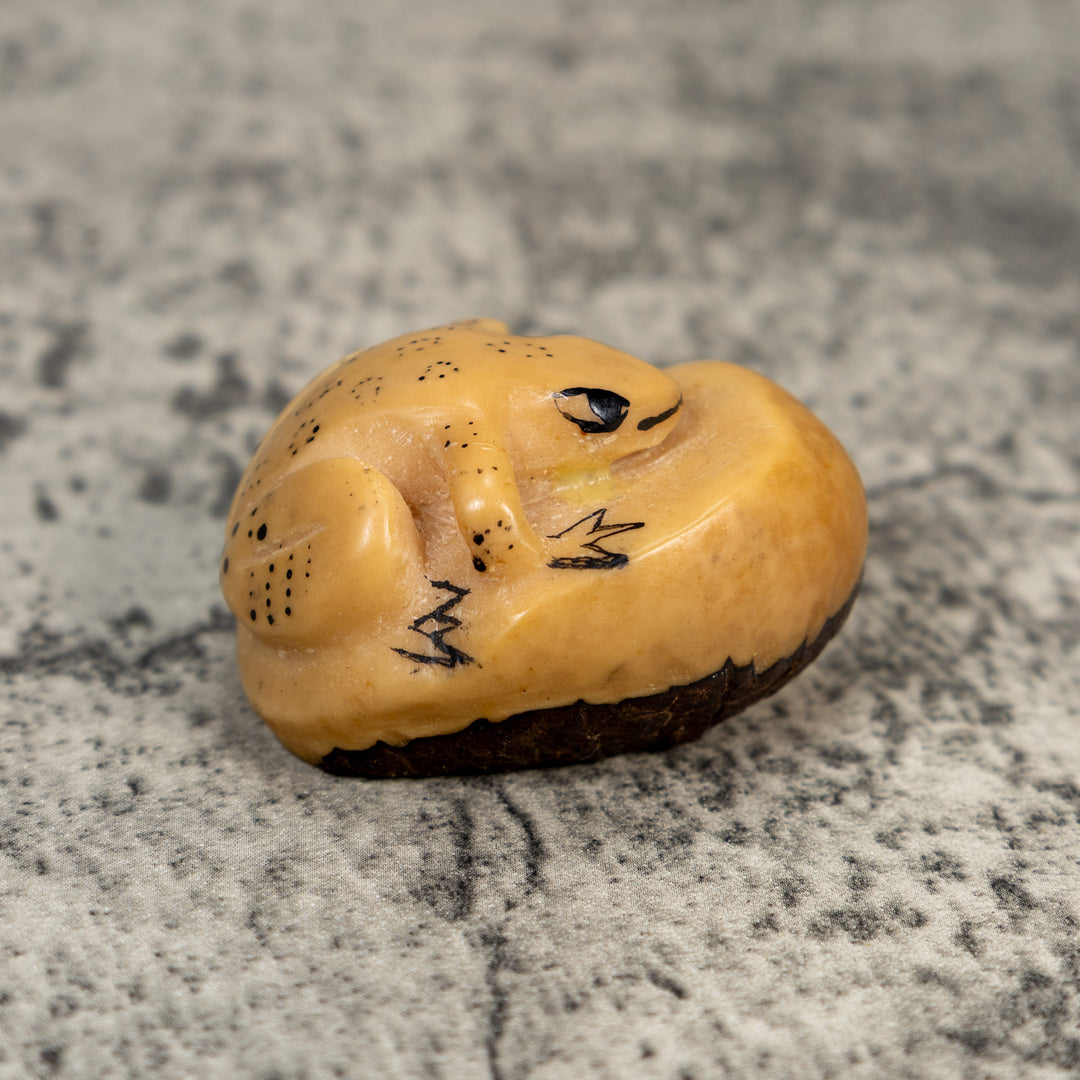 Vintage Primative Natural White Frog Tagua Carving