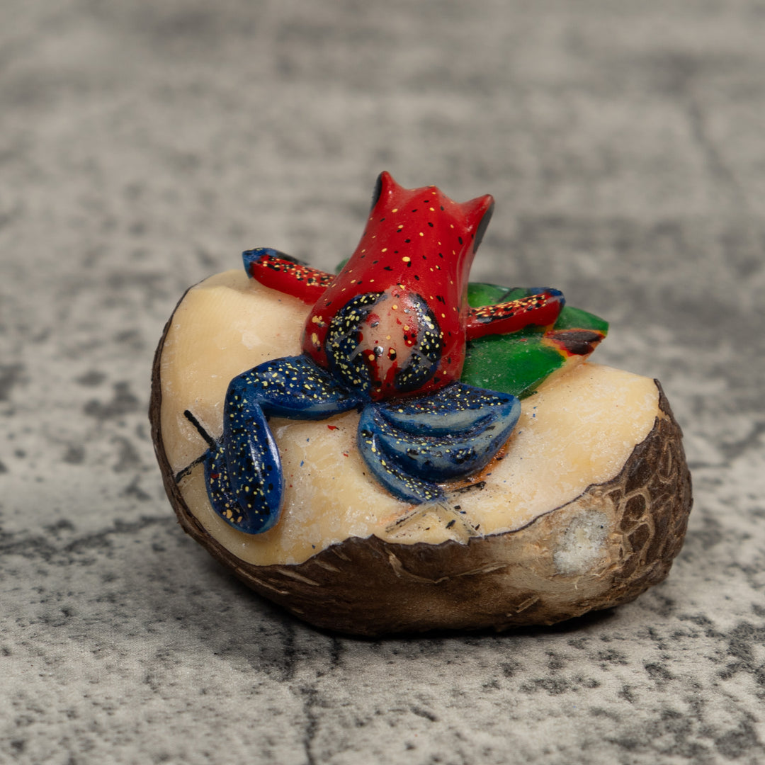 Red And Blue Poison Dart Frog Tagua Carving