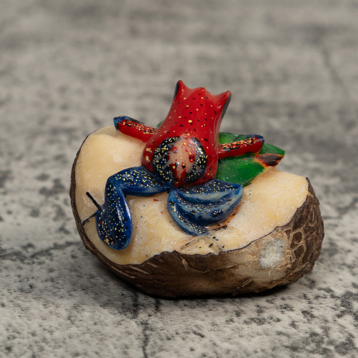 Red And Blue Poison Dart Frog Tagua Carving