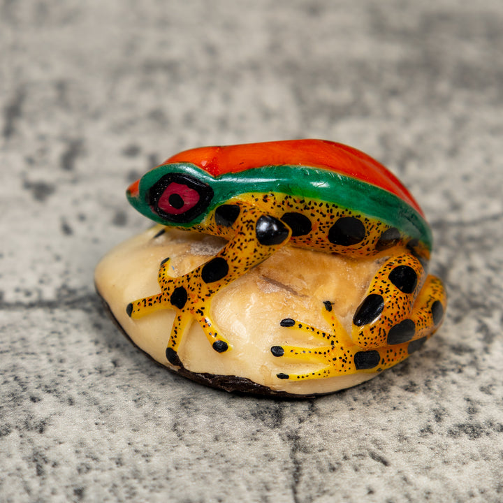 Gold And Black Red Green Poison Dart Frog Tagua Carving