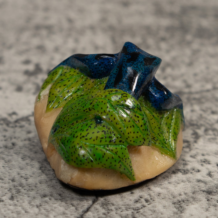 Blue And Green Frog Tagua Carving