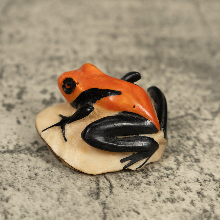 Vintage Orange And Black Poison Dart Frog Tagua Carving