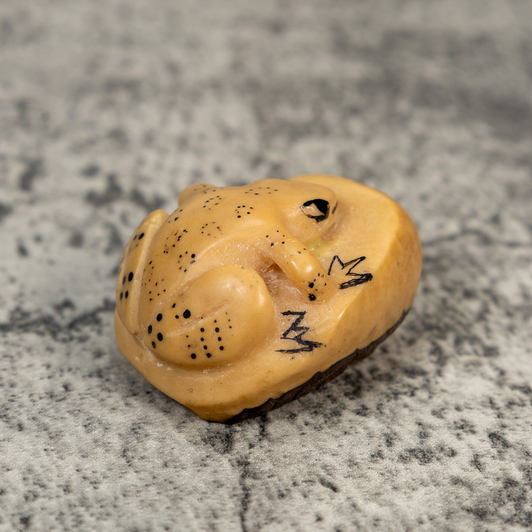 Vintage Primative Natural White Frog Tagua Carving