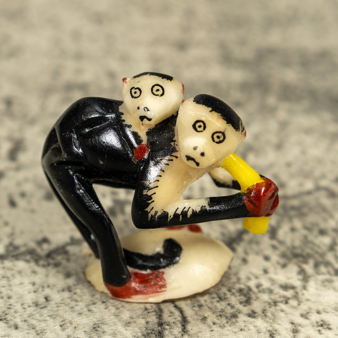 White Face Monkey With Infant Tagua Carving