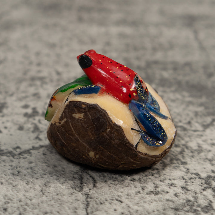 Red And Blue Poison Dart Frog Tagua Carving