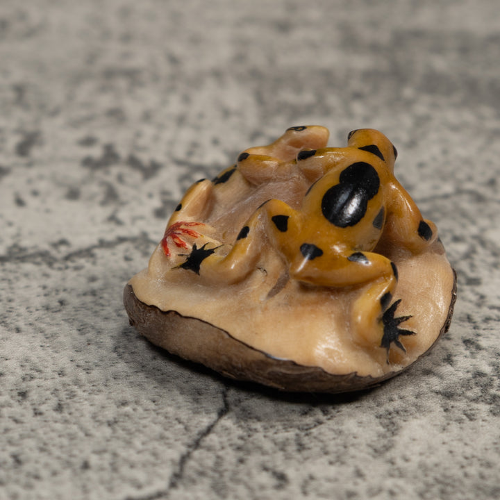 Double Gold And Black Poison Dart Frog Tagua Carving