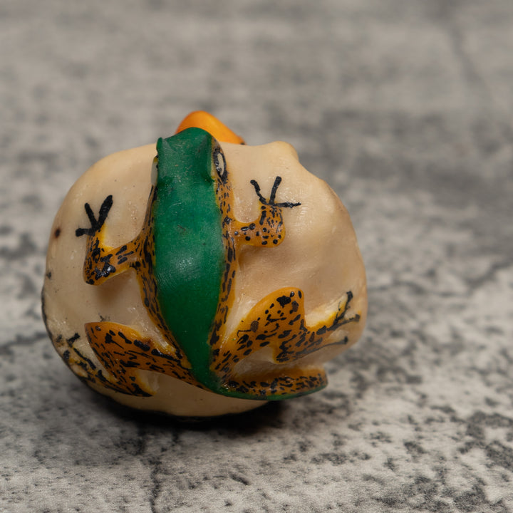Double Green Orange And Blue Poison Dart Frog Tagua Carving