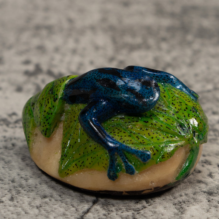 Blue And Green Frog Tagua Carving