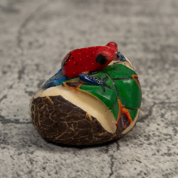 Red And Blue Poison Dart Frog Tagua Carving