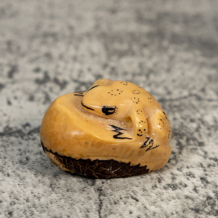 Vintage Primative Natural White Frog Tagua Carving