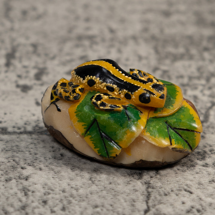 Black Green And Yellow Poison Dart Frog Tagua Carving