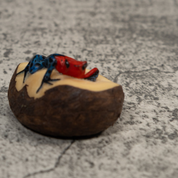 Red And Blue Poison Dart Frog Tagua Carving