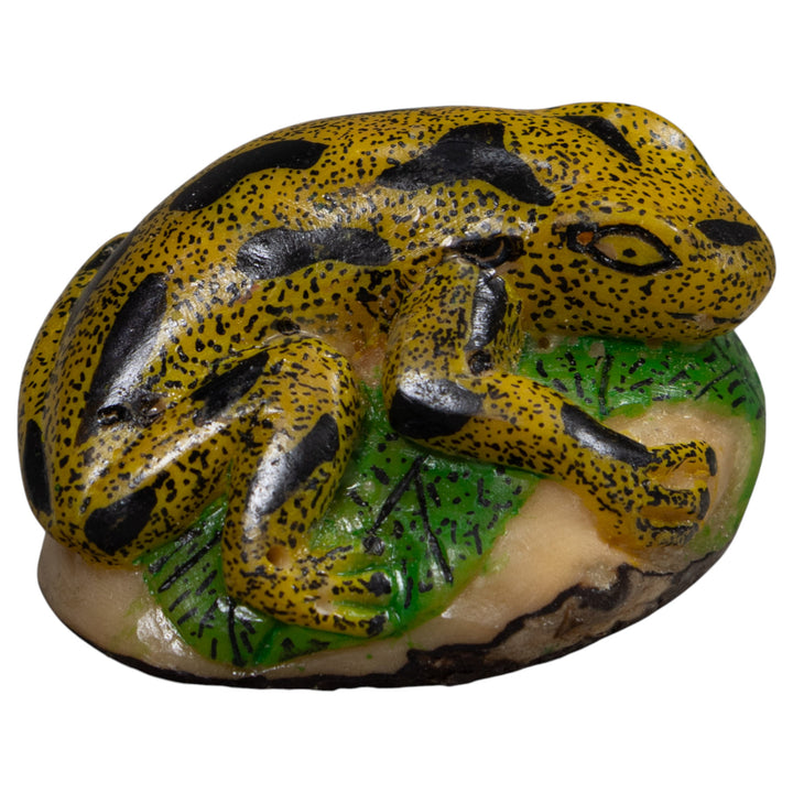 Gold Black And Green Frog Tagua Carving