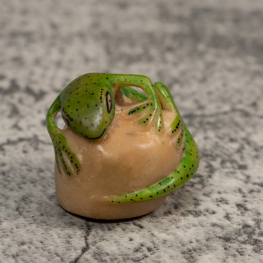 Green Gecko Lizard Tagua Carving