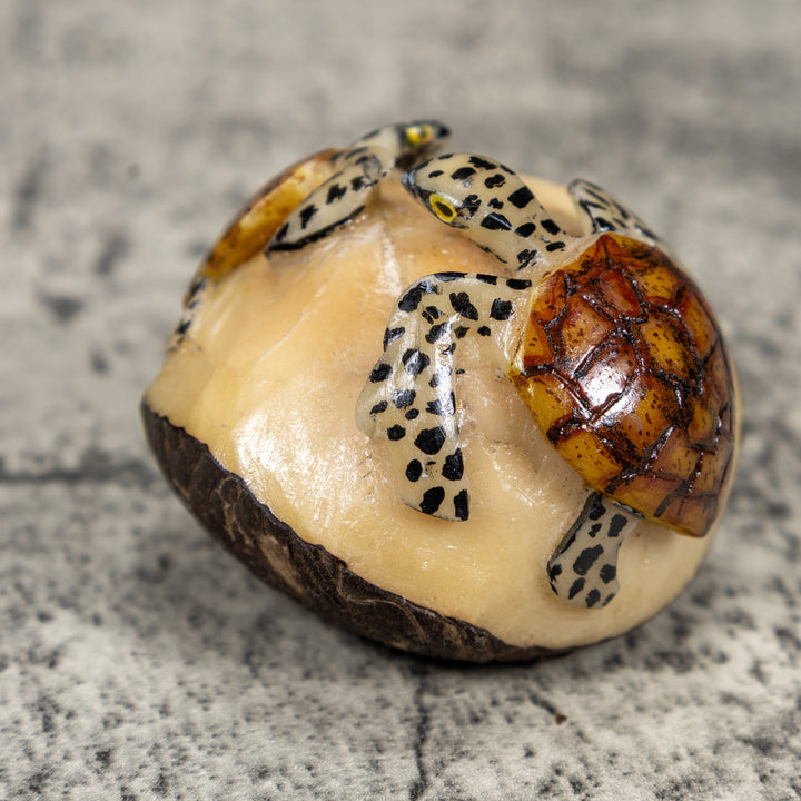 Double Sea Turtle Tagua Carving