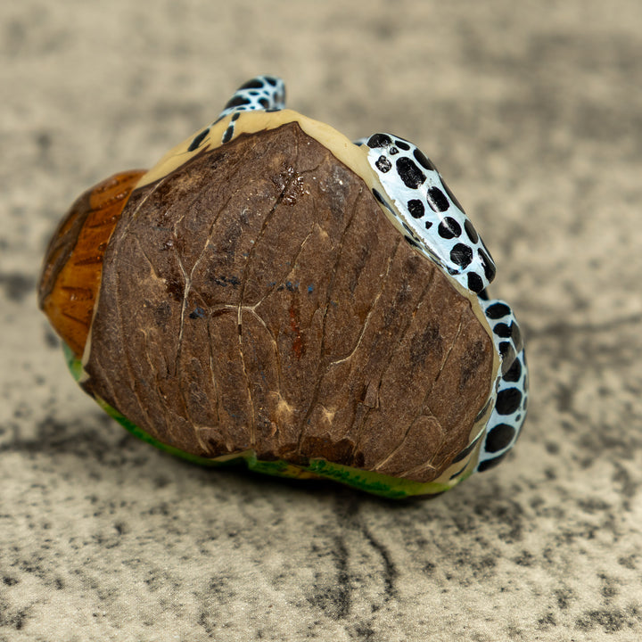 Blue Orange And Black Poison Dart Frog Tagua Carving