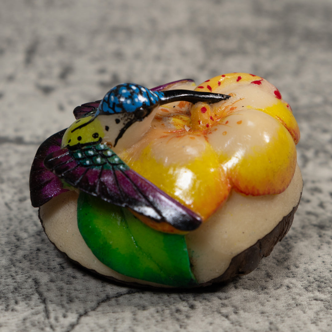 Multicolor Hummingbird Tagua Carving