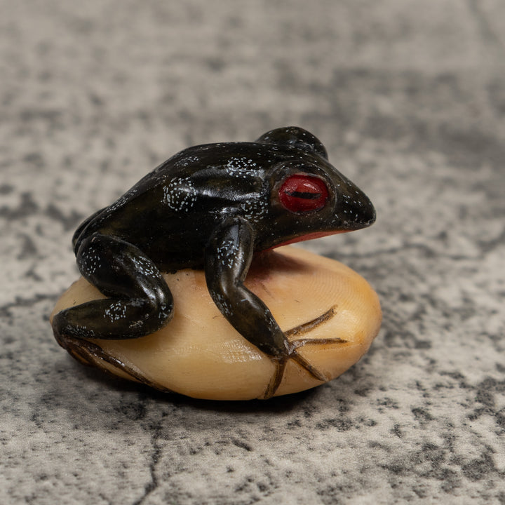 Black Red-Eyed Poison Dart Frog Tagua Carving