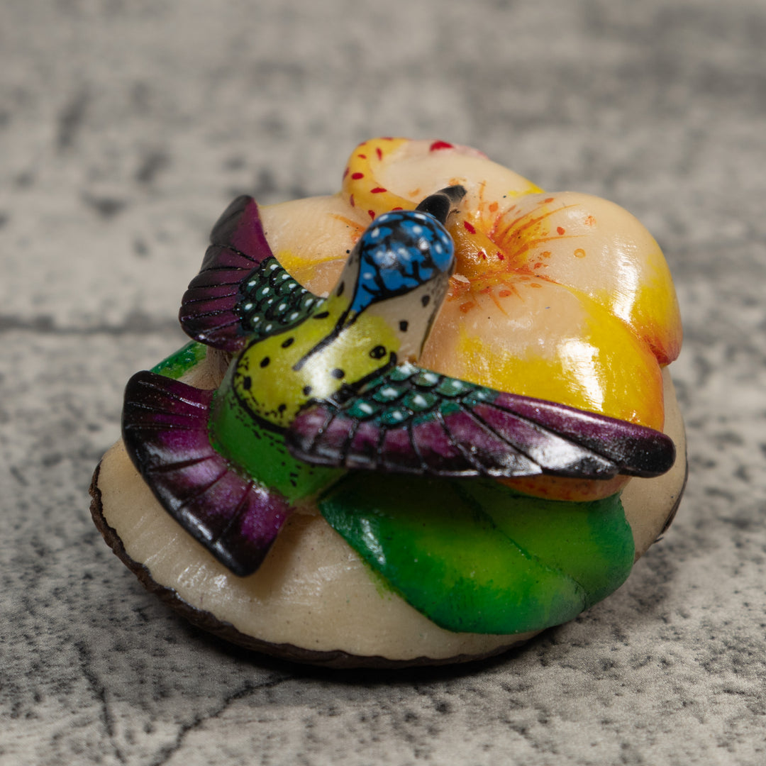 Multicolor Hummingbird Tagua Carving