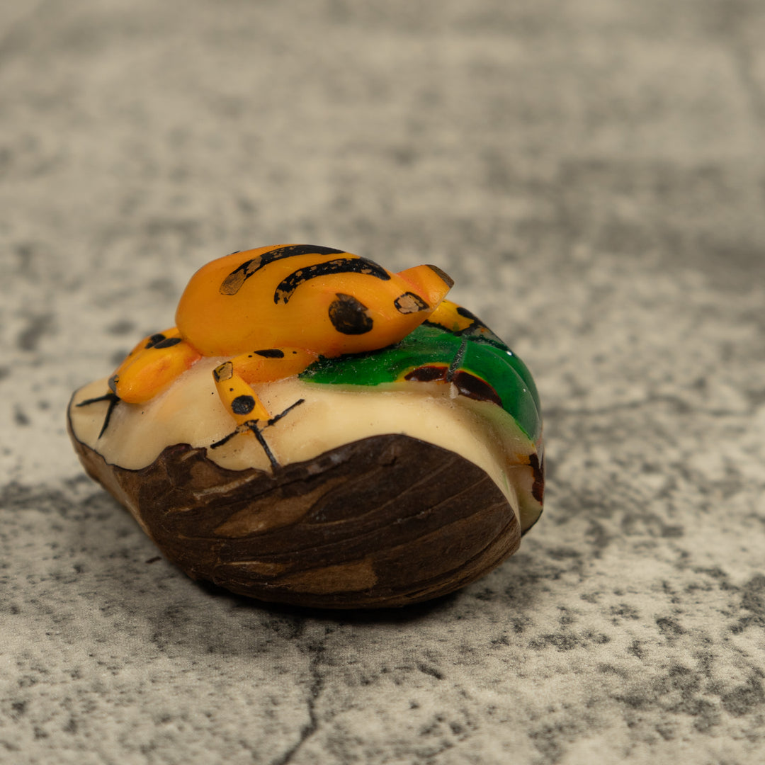 Golden Frog Tagua Carving