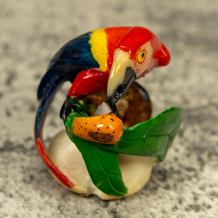 Red Yellow And Blue Macaw Parrot Bird Tagua Carving