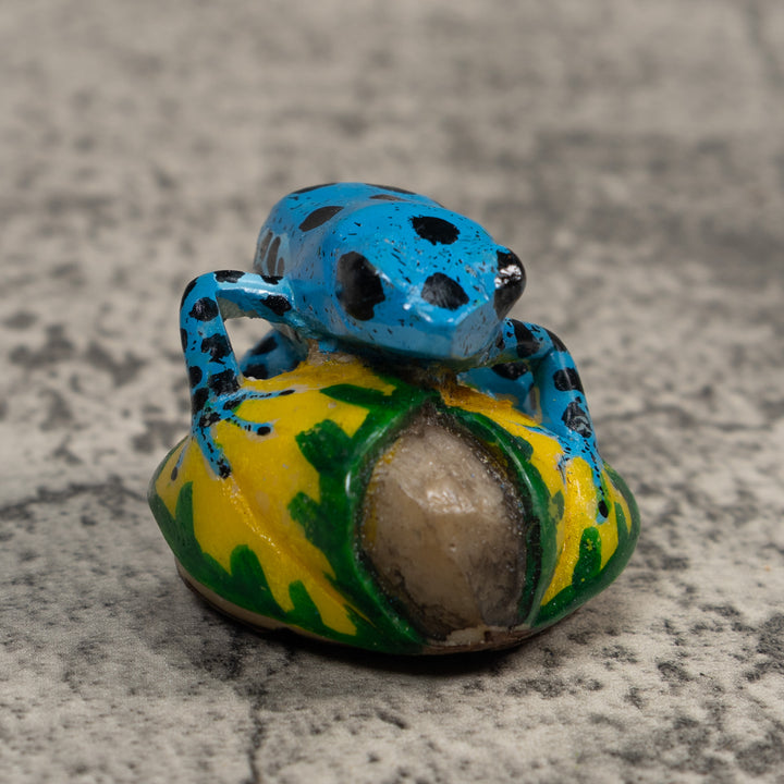 Blue And Black Poison Dart Frog Tagua Carving