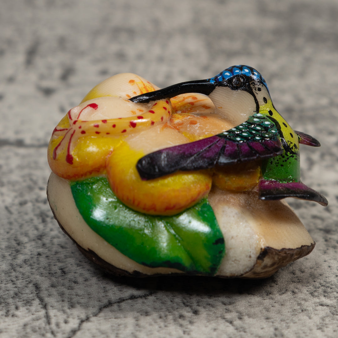 Multicolor Hummingbird Tagua Carving