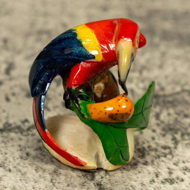 Red Yellow And Blue Macaw Parrot Bird Tagua Carving