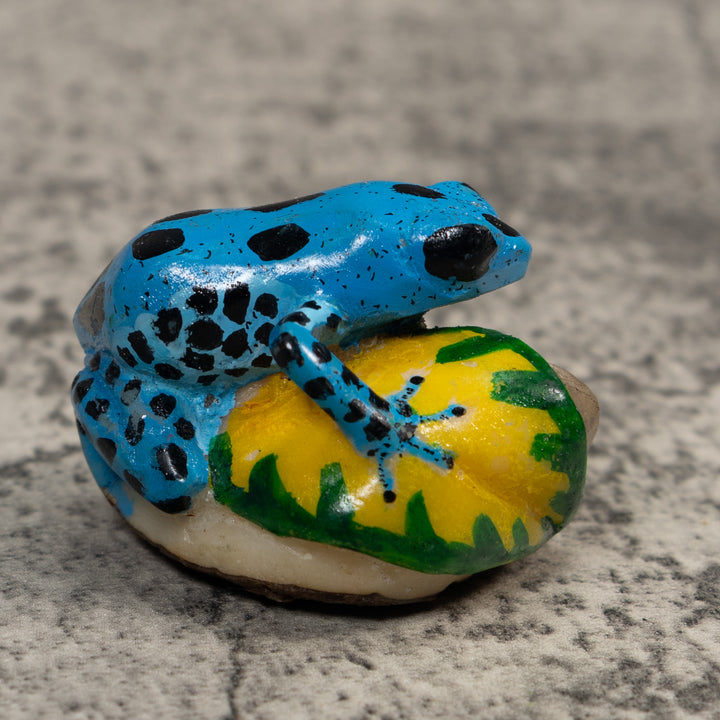 Blue And Black Poison Dart Frog Tagua Carving