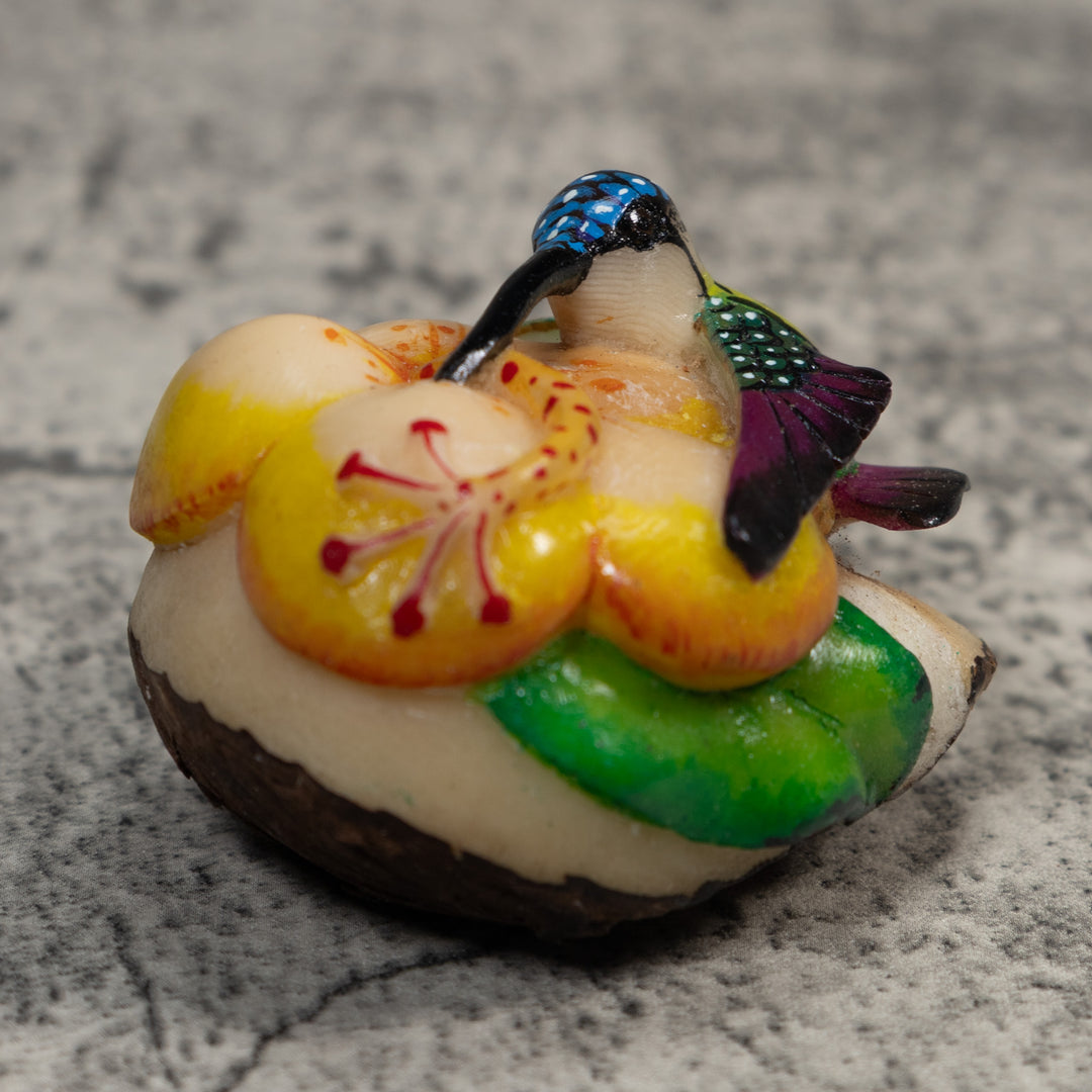 Multicolor Hummingbird Tagua Carving