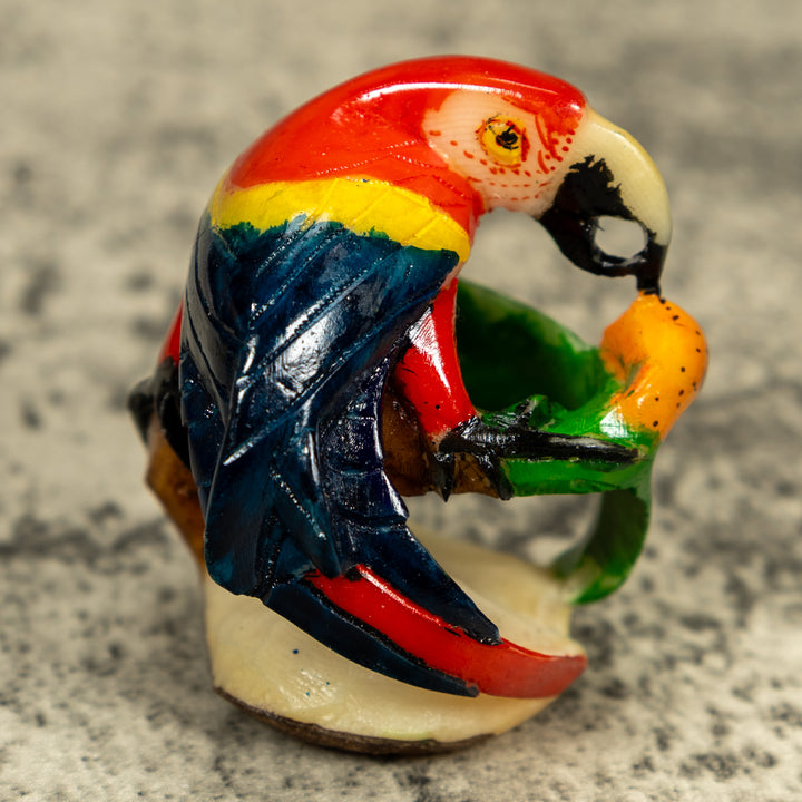 Red Yellow And Blue Macaw Parrot Bird Tagua Carving