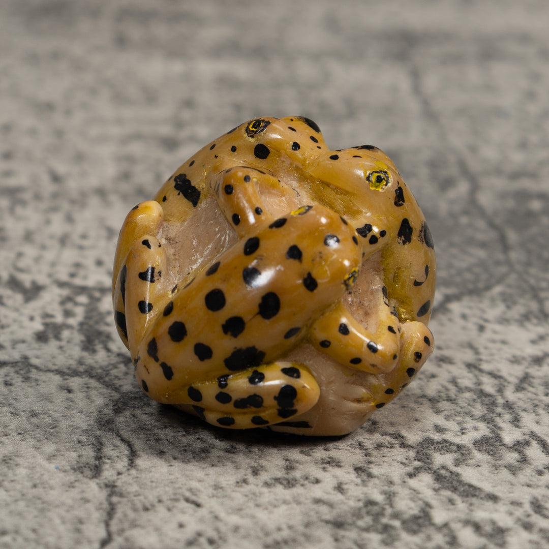 Vintage Triple Gold and Black Frog Tagua Carving