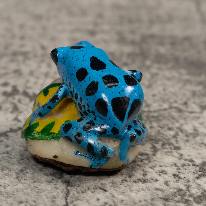 Blue And Black Poison Dart Frog Tagua Carving