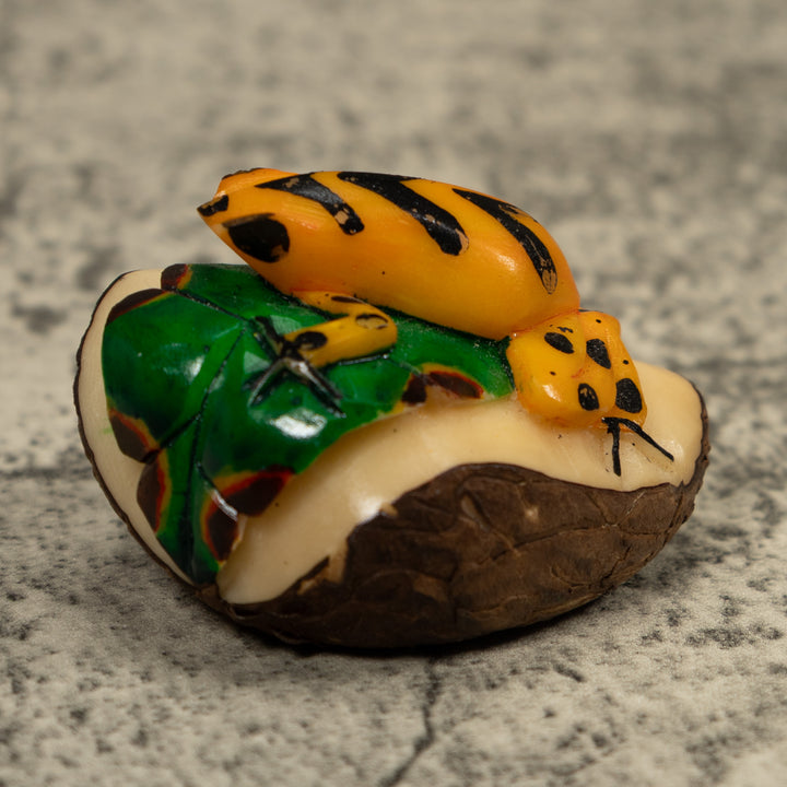 Golden Frog Tagua Carving