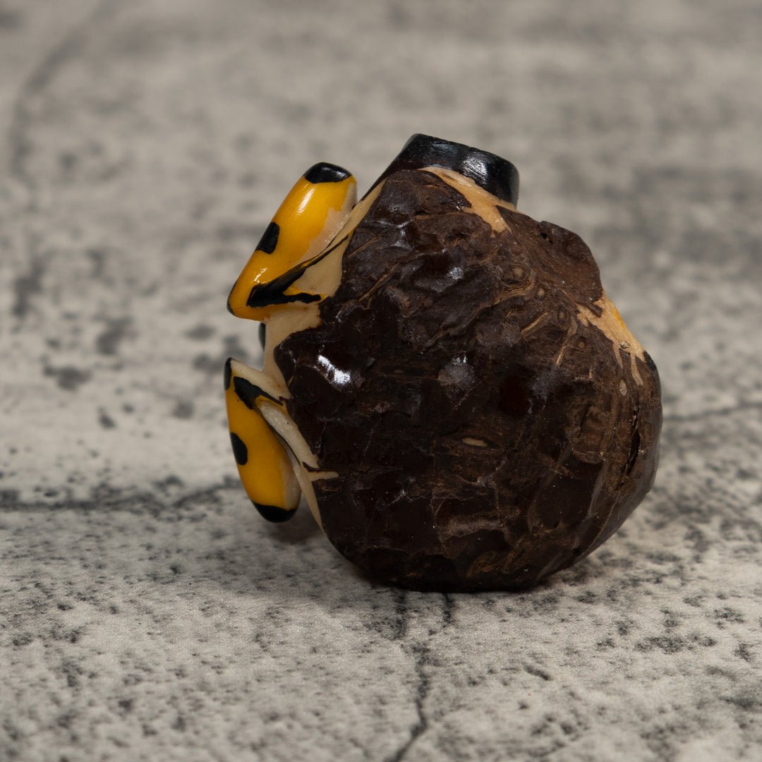 Black And Gold Poison Dart Frog Tagua Carving